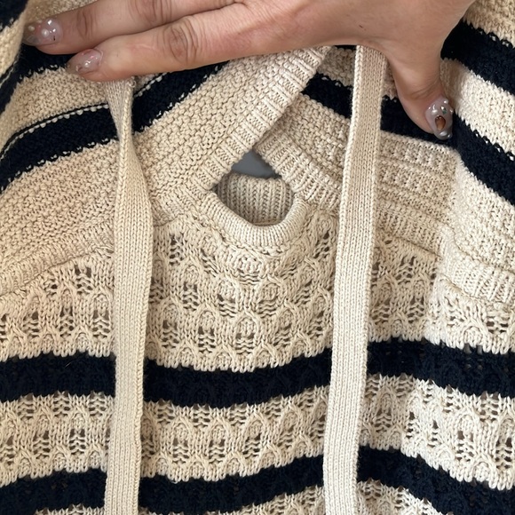 House Of Harlow Cream/black Stripe Knit Halter Dress - M - Picture 4 of 6